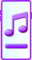 3D Music Note in Mobile Phone png