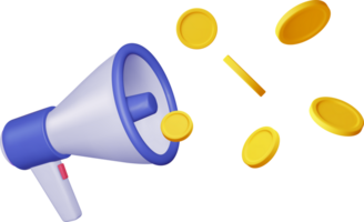 3D Megaphone with Coins png