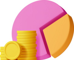 3D Pie Diagram with Golden Coins png