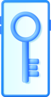 3D Mobile Phone with Key on Screen png