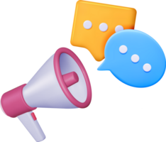 3D Megaphone with Blank Bubble Chat png