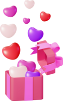 3D Red Gift Boxes with Big Heart png