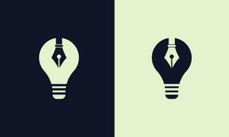 Black pen light bulb logo icon isolated. Pencil vector illustration. Sign of creativity. Creative idea symbol.