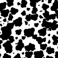 Black and white spotted animal print of Dalmatian or cow. Vector background with animal print. Texture spots and dots of different shapes