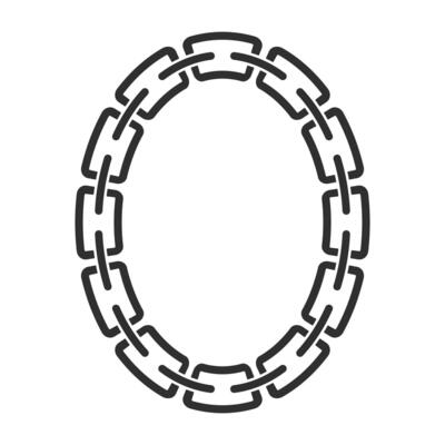 Chain frame round shape, Metal links repeat endlessly, Vector illustration isolated