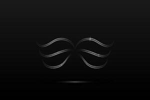 Silver wings linear wavy abstract on a black background. Angel wings. Vector graphics