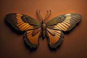 AI generated Butterfly wings on a brown background. generative ai. photo