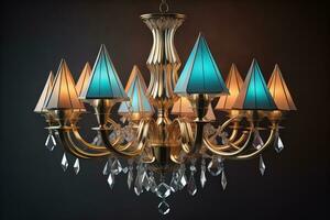 AI generated Luxury chandelier isolated on dark background. ai generative photo