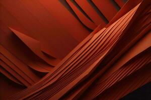 AI generated Abstract background made of red curved paper sheets. ai generated photo