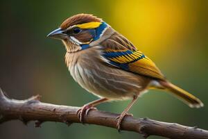 AI generated Chaffinch perched on a twig in the rainforest. generative ai photo