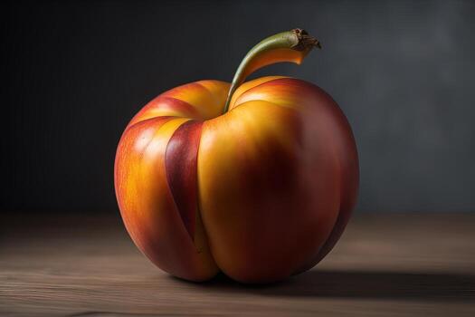 AI generated Ripe red peach on a solid color background. ai generative photo