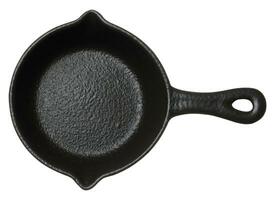 Empty black ceramic frying pan, top view photo