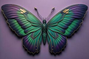 AI generated Beautiful butterfly on a purple background. generative ai photo