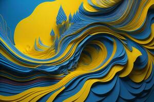 AI generated Abstract wavy background with blue and yellow colors. generative ai photo