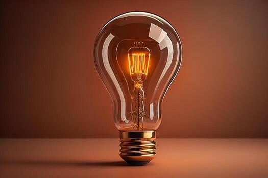 AI generated Glowing glass light bulb on dark background. ai generative photo