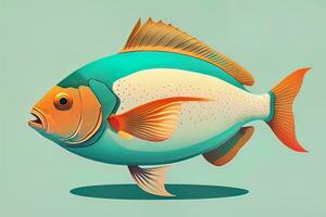 ai generado ilustración de un pescado en un azul fondo, vector ilustración. ai generativo foto