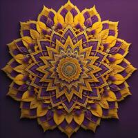 AI generated Beautiful mandala on purple background, generative ai photo