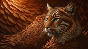 AI generated a tiger in a red fox costume, close up. generative ai photo