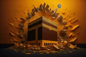 AI generated Illustration of islamic holy Kaaba. generative ai photo