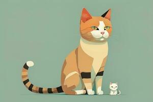 AI generated Cute cat sitting on the floor. Vector illustration in retro style. ai generative photo