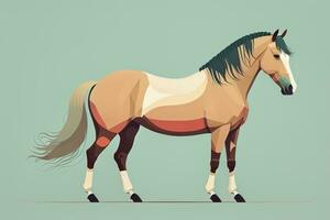 ai generado marrón y blanco caballo de pie. vector ilustración. ai generativo foto