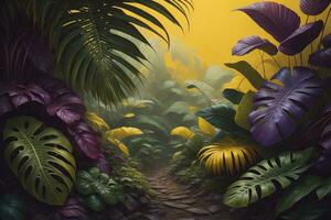 AI generated Tropical leaves background. generative ai photo