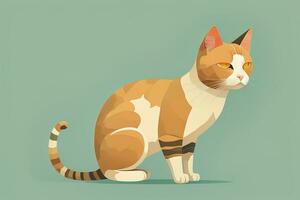 AI generated Cute cat sitting on the floor. Vector illustration in retro style. ai generative photo