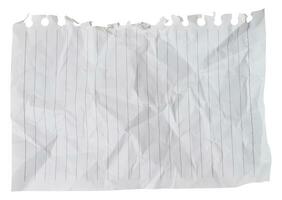 Torn and crumpled sheet from a notebook in a line photo