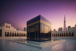 AI generated islamic Kaaba. generative ai photo