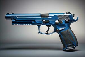 AI generated Semi-automatic handgun on a solid color background. Close-up. ai generative photo