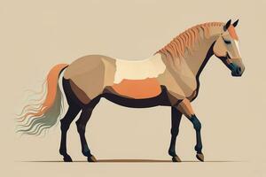 AI generated Brown and white horse standing. Vector illustration. ai generative photo