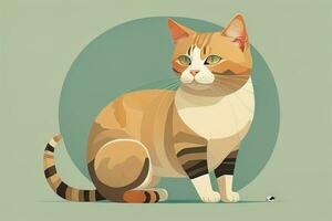 AI generated Cute cat sitting on the floor. Vector illustration in retro style. ai generative photo