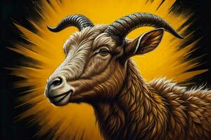 AI generated Head of a goat on a grunge background. Vector illustration. ai generated photo