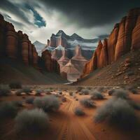 AI generated Fantasy Landscape in Valley of Fire State Park. generative ai photo