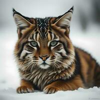 AI generated Siberian Tiger in the snow, Panthera tigris. generative ai photo