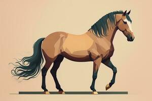 ai generado marrón y blanco caballo de pie. vector ilustración. ai generativo foto