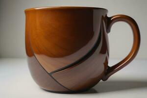 AI generated Cup of coffee on a white background. Brown ceramic cup. generative ai photo