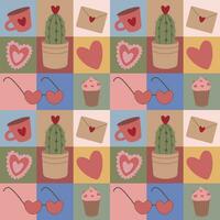 Valentine's day geometric pattern. Modern vector illustration for greeting card, wrapping paper, poster.