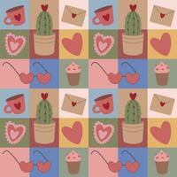 Valentine's day geometric pattern. Modern vector illustration for greeting card, wrapping paper, poster.