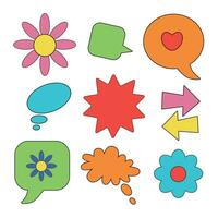 Message clouds, arrows and flowers on a white background. Set of message bubbles vector