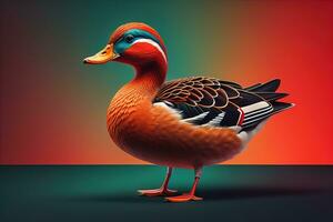 AI generated Beautiful duck on a solid color background. ai generative photo