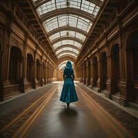 ai generado joven musulmán mujer en el galleria vittorio emanuele ii. generativo ai foto