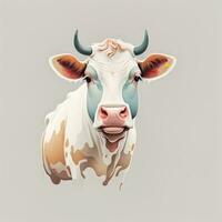 AI generated Illustration of a portrait of a cow on a grey background. ai generative photo