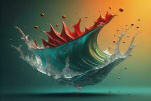 AI generated water splash with drops and waves isolated on colorful background. ai generated photo