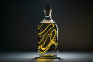 AI generated Bottle of olive oil on a dark background. generative ai photo