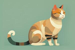 AI generated Cute cat sitting on the floor. Vector illustration in retro style. ai generative photo