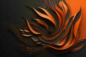 AI generated abstract background with orange and black wavy elements. ai generated photo