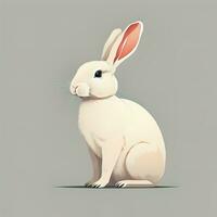 AI generated Vector illustration of a cute white rabbit sitting on a gray background. ai generative photo