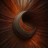 AI generated a spiral made of wooden planks in brown color. generative ai photo