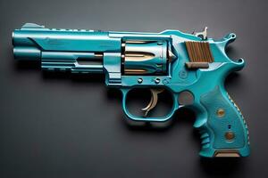 AI generated Semi-automatic handgun on a solid color background. Close-up. ai generative photo